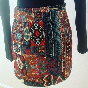 Heliar embroidered Boho lined mini skirt NWT